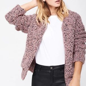 Anine Bing Pink Wool Blend Knitted Bomber Jacket